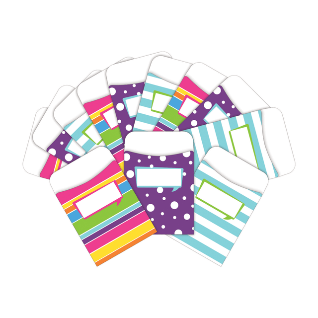 BARKER CREEK PUBLISHING, INC. BC3839 Barker Creek Peel & Stick Library Pockets, 3in x 5in, Happy, Pack Of 60 Pockets
