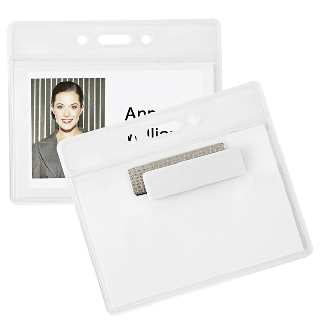 OFFICE DEPOT XS002003 Brand Magnet Badge Holders, 3 1/2in x 2 3/8in, Clear, Pack Of 4 OFFICE DEPOT XS002003 Brand Magnet Badge Holders, 3 1/2in x 2 3/8in, Clear, Pack Of 4