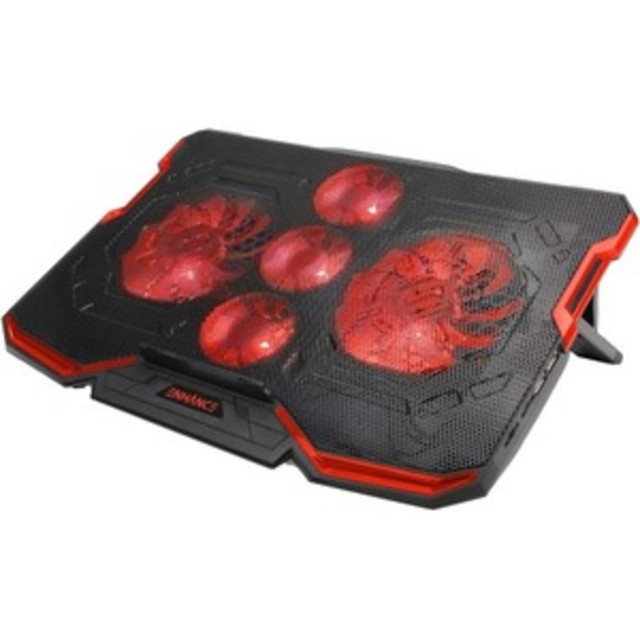AP GLOBAL INC. Enhance ENGXC20100RDWS  Cryogen 2 Laptop Cooling Pad (Red) - Upto 17in Screen Size Notebook, Gaming Console Support - 5 Fan(s) - 523.6 gal/min - Red