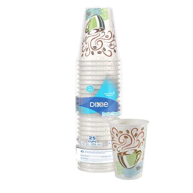 DIXIE FOODS 5342DX Dixie PerfecTouch by GP PRO Hot Cups, 12 Oz, Pack Of 25 Cups DIXIE FOODS 5342DX Dixie PerfecTouch by GP PRO Hot Cups, 12 Oz, Pack Of 25 Cups