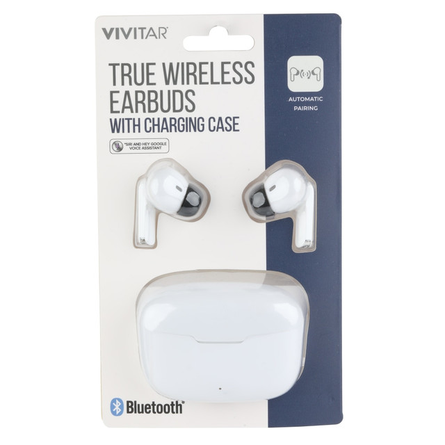 SAKAR INTERNATIONAL, INC. NIL8002-WHT-STK-24 Vivitar True Wireless Earbuds, White, NIL8002-WHT-STK-24 SAKAR INTERNATIONAL, INC. NIL8002-WHT-STK-24 Vivitar True Wireless Earbuds, White, NIL8002-WHT-STK-24