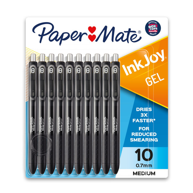 NEWELL BRANDS INC. 1951640 Paper Mate InkJoy Gel Pens, Medium Point, 0.7 mm, Black Barrel, Black Ink, Pack Of 10