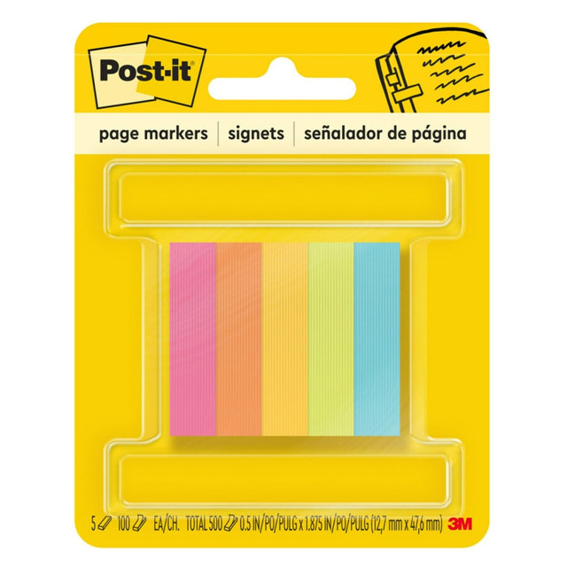 3M CO 670-5AN Post-it Notes Page Markers, 1/2in x 2in, Electric Glow Colors, 100 Per Pad, Pack Of 5 Pads 3M CO 670-5AN Post-it Notes Page Markers, 1/2in x 2in, Electric Glow Colors, 100 Per Pad, Pack Of 5 Pads
