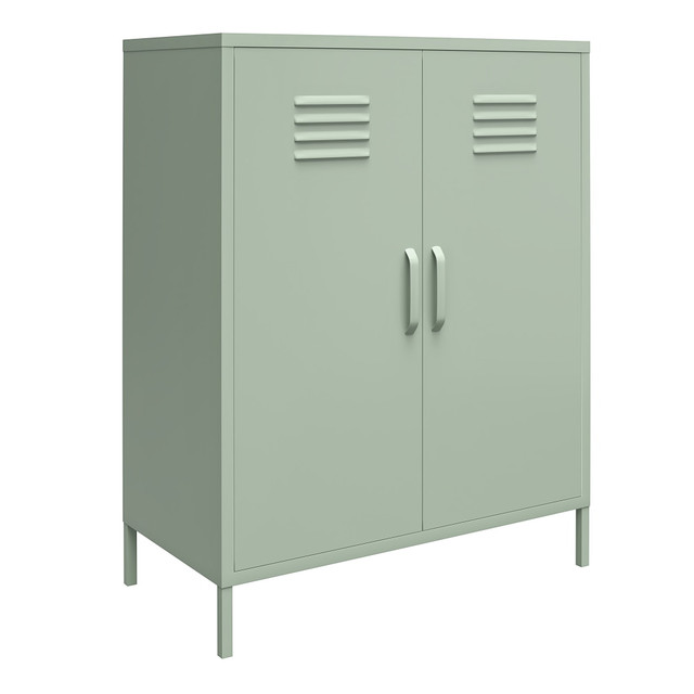 AMERIWOOD INDUSTRIES, INC. 3384918COM Ameriwood Home Mission District 2-Door 3-Shelf Metal Locker Storage Cabinet, 40inH x 31-1/2inW x 15-3/4inD, Green