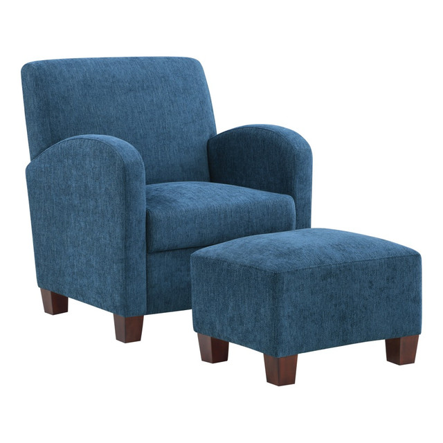 OFFICE STAR PRODUCTS ADN-H16 Office Star Aiden Chair With Legs And Ottoman, Navy/Espresso OFFICE STAR PRODUCTS ADN-H16 Office Star Aiden Chair With Legs And Ottoman, Navy/Espresso