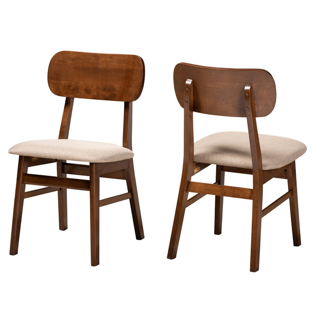 WHOLESALE INTERIORS, INC. 2721-11648 Baxton Studio Euclid Dining Chairs, Sand/Walnut Brown, Set Of 2 Chairs
