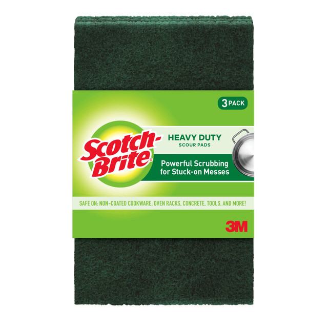 3M CO Scotch-Brite 223  Scour Pads, Green, Pack Of 3