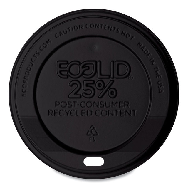 ECO-PRODUCTS,INC. EP-HL16-BR EcoLid 25% Recycled Content Hot Cup Lid, Fits 10 oz to 20 oz Hot Cups, Plastic, Black, 100/Pack, 10 Packs/Carton