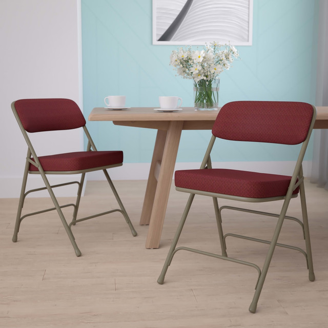 FLASH FURNITURE 2HAMC320AFBY Hercules Premium Curved Upholstered Folding Chairs, Set Of 2 Chairs, Burgundy/Gray FLASH FURNITURE 2HAMC320AFBY Hercules Premium Curved Upholstered Folding Chairs, Set Of 2 Chairs, Burgundy/Gray