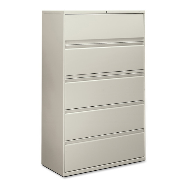 HNI CORPORATION 895LQ HON 42inW x 19-1/4inD Lateral 5-Drawer File Cabinet With Lock, Light Gray