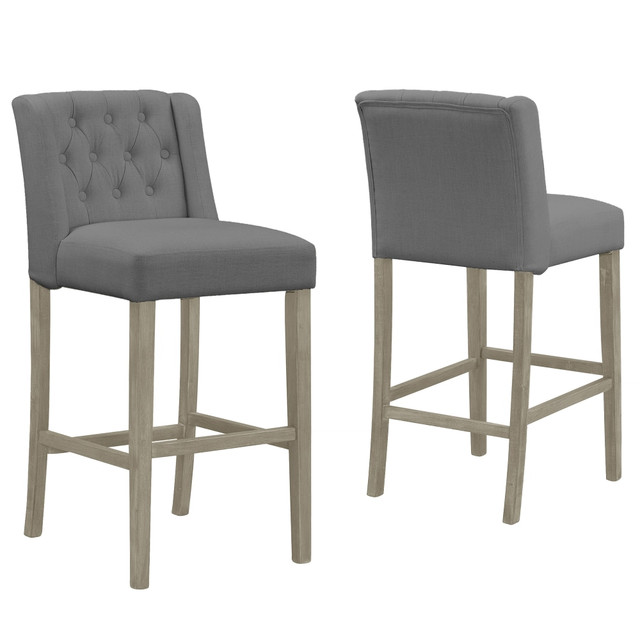 GLAMOUR HOME GHSTL-1294  Aled Bar Stools, Gray/Antique Wood, Set Of 2 Stools