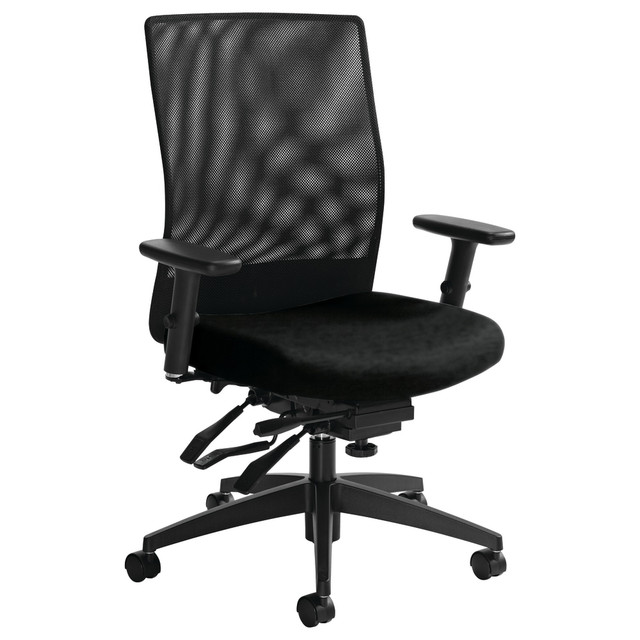 GLOBAL INDUSTRIES INC 2221-3GLBK-UR22 Global Weev Mid-Back Chair, 39inH x 25inW x 24inD, Black Coal/Black