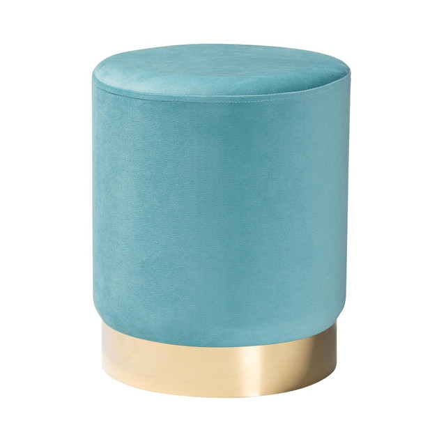 WHOLESALE INTERIORS, INC. 2721-12208 Baxton Studio Chaela Ottoman, Sky Blue/Gold
