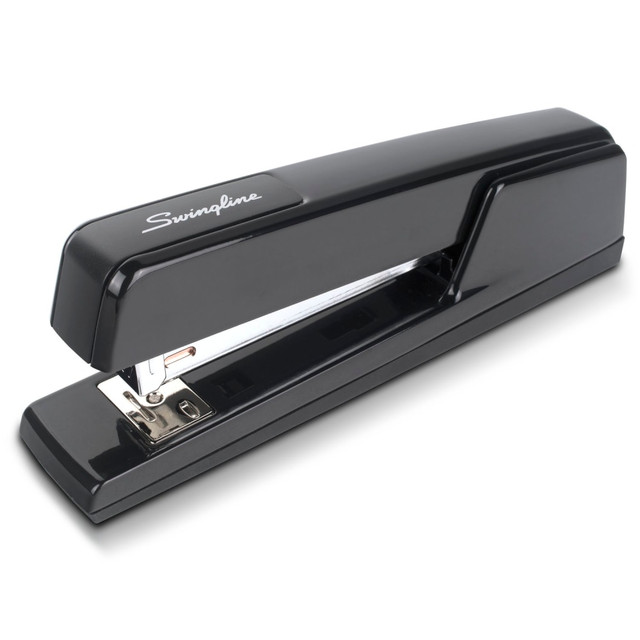 This manual desktop stapler is simple, accurate, reliable and strong. Features performance driven mechanism with an inner rail for long-term stapling use.  Classically designed stapler with performance driven stapling mechanism and inner rail always delivers jam-resistant, accurate stapling  Metal construction with die-cast base provides maximum durability  30 sheet stapling capacity with Swingline S.F. 4 Premium Staples  Stapler opens for tacking ability  Anvil rotates for pinning ability to create temporary staples  Backed by a limited lifetime manufacturers warranty.