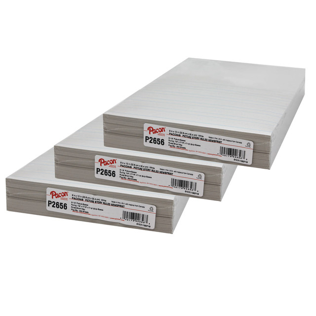 EDUCATORS RESOURCE PAC2656-3 Pacon Newsprint Handwriting Paper, 9in x 12in, Ruled, White, 500 Sheets Per Pack, Set Of 3 Packs EDUCATORS RESOURCE PAC2656-3 Pacon Newsprint Handwriting Paper, 9in x 12in, Ruled, White, 500 Sheets Per Pack, Set Of 3 Packs