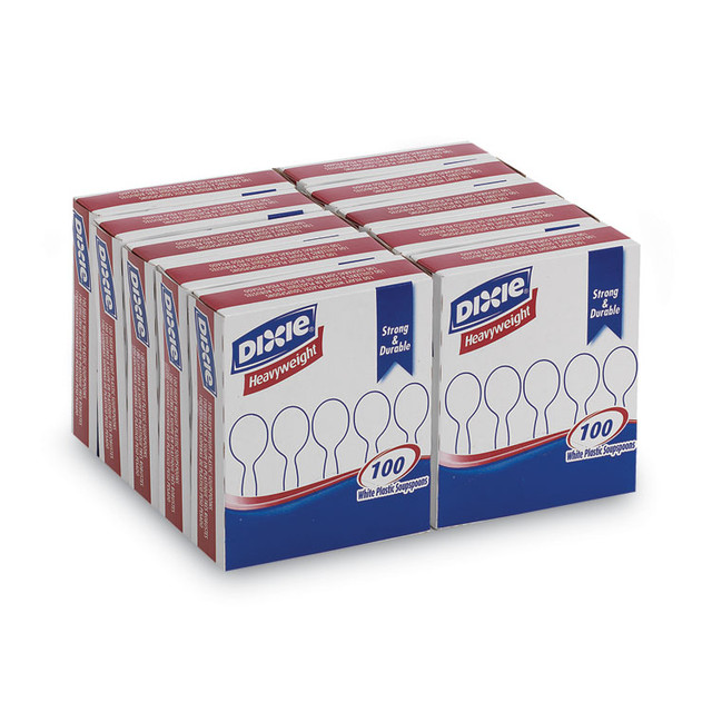GEORGIA PACIFIC Dixie® SH207CT Plastic Cutlery, Heavyweight Soup Spoon, White, 100/Box, 10 Boxes/Carton