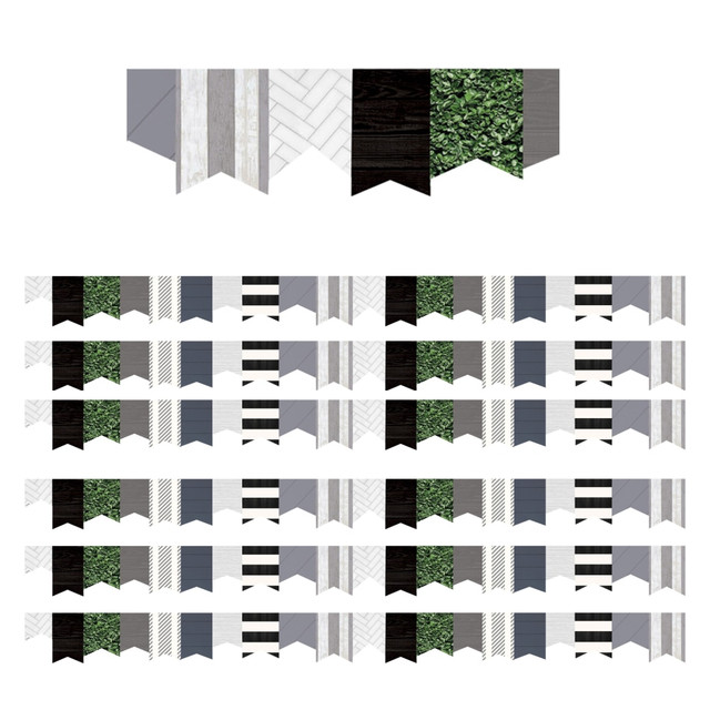 Decorate your classroom with the Teacher Created Resources Die-Cut Border Trim. The trim boasts a colorful design that looks great on windows, walls and more.  Ideal for use with bulletin boards, windows, walls and class projects.  Can be used with coordinating products (sold separately) to create a classroom theme.  Each pack contains 12 strips for 35' total.