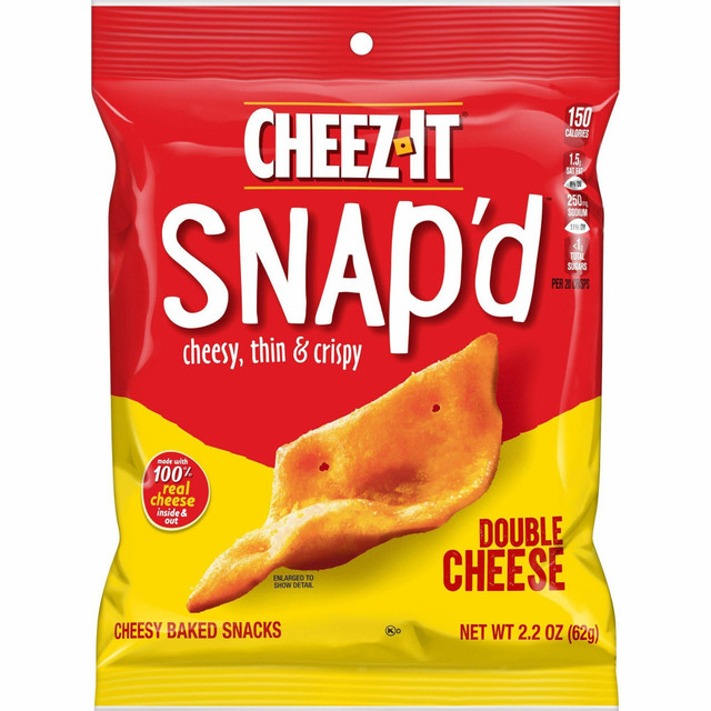 KELLOGGs 11422 Cheez-It Snap-d Double Cheese Crackers - Cheese - 2.20 oz - 6 / Carton