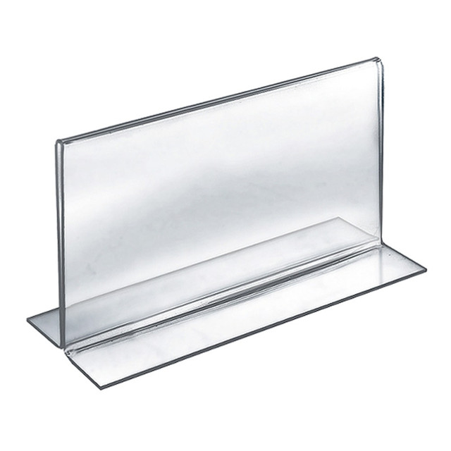 AZAR DISPLAYS 152717  Acrylic Horizontal Double-Foot Sign Holders, 7inH x 11inW x 3inD, Clear, Pack Of 10 Holders