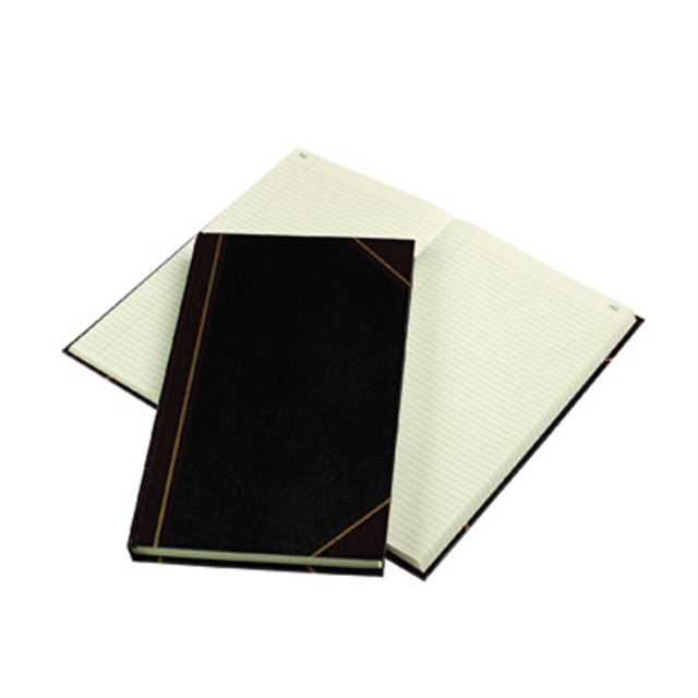 REDIFORM, INC. 57131 Rediform Texhide Cover Record Books with Margin - 300 Sheet(s) - Thread Sewn - 8 3/4in x 14 1/4in Sheet Size - Green Sheet(s) - Brown, Green Print Color - Black Cover - Recycled - 1 Each