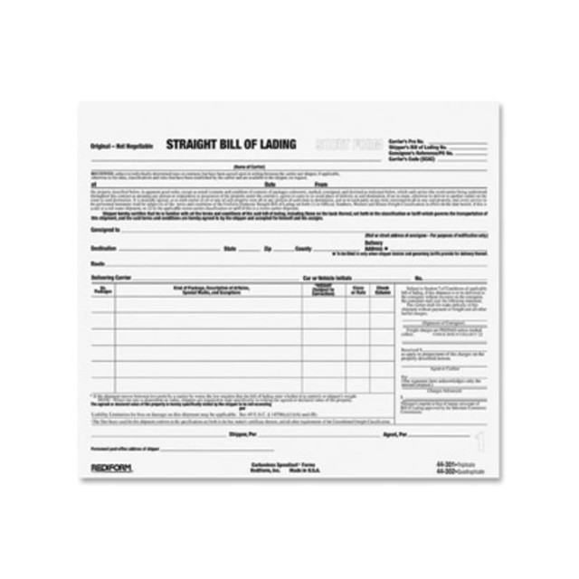 REDIFORM, INC. 44301 Rediform Snap-A-Way Bill of Lading Forms - 3 PartCarbonless Copy - 8.50in x 7in Sheet Size - 2 x Holes - White Sheet(s) - Black Print Color - 250 / Pack