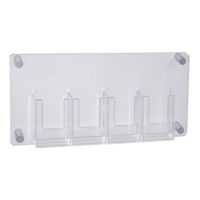 AZAR DISPLAYS 105580  4-Pocket Trifold Wall-Mount Brochure Holder, 11inH x 23inW x 1-3/8inD, Clear