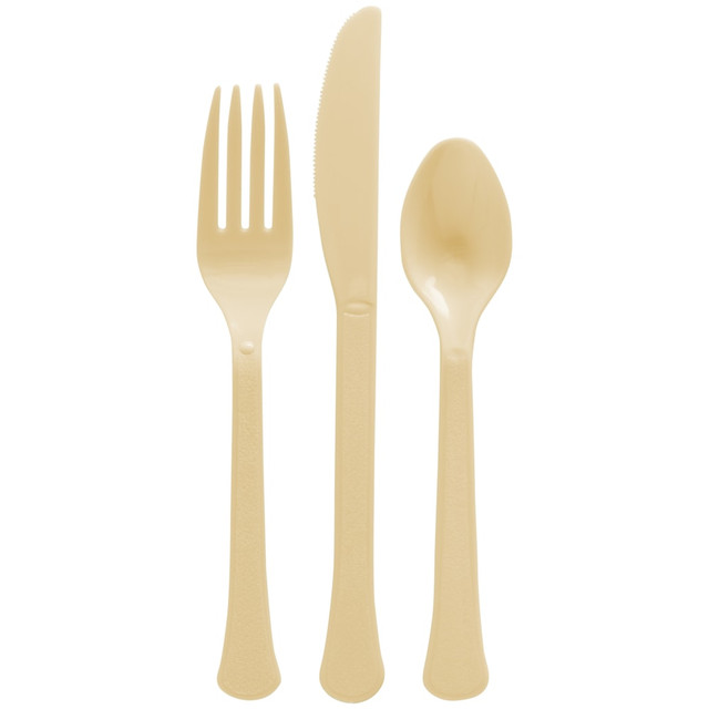 AMSCAN 8020.19  Boxed Heavyweight Cutlery Assortment, Gold, 200 Utensils Per Pack, Case Of 2 Packs