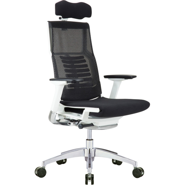 RAYNOR MARKETING, LTD. K-PFT-WHT-FSBLK-HDR Raynor Powerfit Erognomic Fabric High-Back Executive Office Chair, White/Black