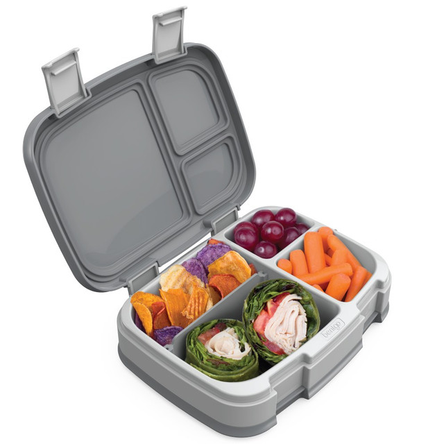 BEAR DOWN CONSULTING Bentgo BGOFR-2Y  Fresh 4-Compartment Bento-Style Lunch Box, 2-7/16inH x 7inW x 9-1/4inD, Gray