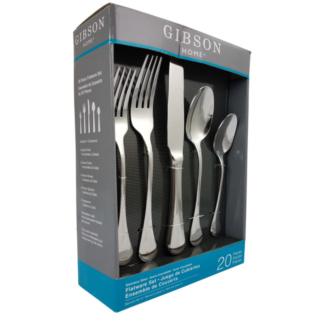 GIBSON OVERSEAS INC. 995100042M Gibson Home Classic Manchester 20-Piece Flatware Set, Silver