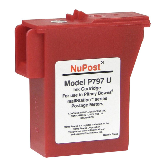 Compatible Pitney Bowes models: DM50, DM55, K700, K721, Mailstation.  .  NuPost and ecoPost brand postage meter cartridges by Clover, deliver exceptional quality and performance at a great price. These extensive product lines support over 90% of demand in todays market and are fully compatible with the most popular postage meters including Pitney Bowes, Quadient and Francotyp Postalia (FP Mailing Solutions).  1-year warranty with 100% performance guarantee  Won"t void service contracts because ink is approved and tested for the life of the cartridge  Comparable to the Pitney Bowes 797-0, 797-Q and 797-M cartridges.  Yields up to 800 pages.  Requires less energy to produce and helps prevent waste in landfills.  Remanufactured - made from quality recovered cartridges, helping you save resources, reduce waste and potentially save money.  Recycling solution - designed to encourage recycling, helping you divert materials from landfill.  Contains Recycled Content - See Specs for Details.