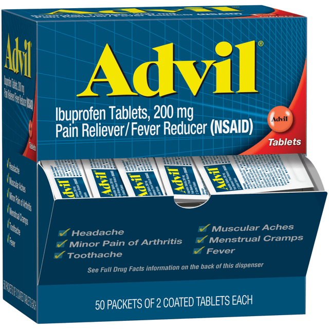 ACME UNITED CORPORATION Advil 15000  Ibuprofen Packets, 2 Tablets Per Packet, Box Of 50 Packets