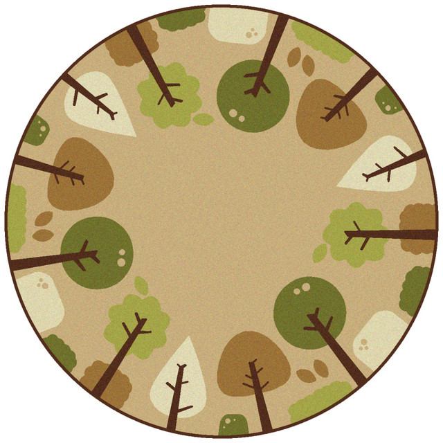 CARPETS FOR KIDS ETC. INC. Carpets For Kids 29750  KIDSoft Tranquil Trees Decorative Round Rug, 6ft x 6ft, Tan