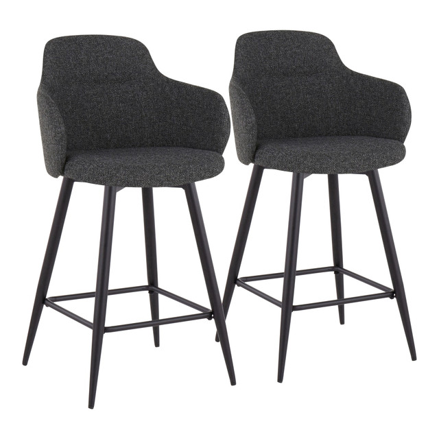 LUMISOURCE, LLC 30432 LumiSource Boyne Counter Stools, Dark Gray/Black, Set Of 2 Stools