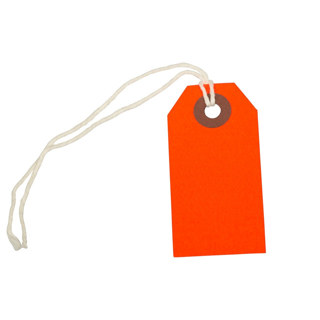 JAM PAPER AND ENVELOPE JAM Paper 91931048A  Tiny Gift Tags, 3-3/8in x 2-3/4in, Neon Red, Pack Of 10 Tags