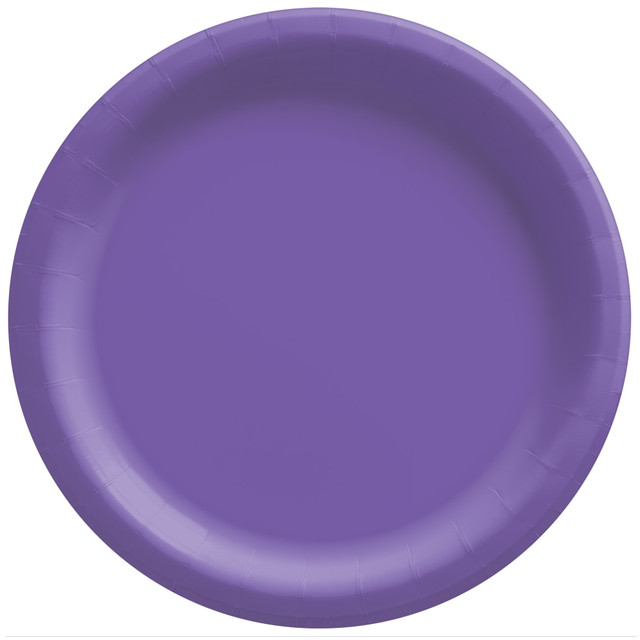 AMSCAN 650011.106  Round Paper Plates, 8-1/2in, New Purple, Pack Of 150 Plates