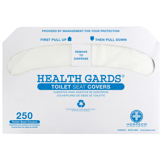 THE TRANZONIC COMPANIES HG-2500 Hospeco Health Gards Half-Fold Toilet Seat Covers, White, 250 Covers Per Pack, Case Of 10 Packs