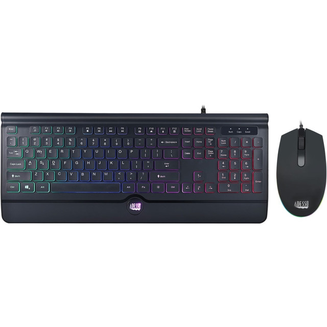 ADESSO INC AKB-137CB Adesso EasyTouch 137CB Illuminated Gaming Keyboard & Mouse Combo - USB Cable - 104 Key - English (US) - Black - USB Cable Mouse - Optical - 1000 dpi - Black - Compatible with Windows ADESSO INC AKB-137CB Adesso EasyTouch 137CB Illuminated Gaming Keyboard & Mouse Combo - USB Cable - 104 Key - English (US) - Black - USB Cable Mouse - Optical - 1000 dpi - Black - Compatible with Windows