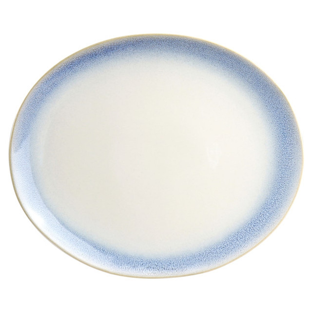 GIBSON OVERSEAS INC. Martha Stewart 995116369M  Oval Stoneware Serving Platter, 13-5/8in, Blue