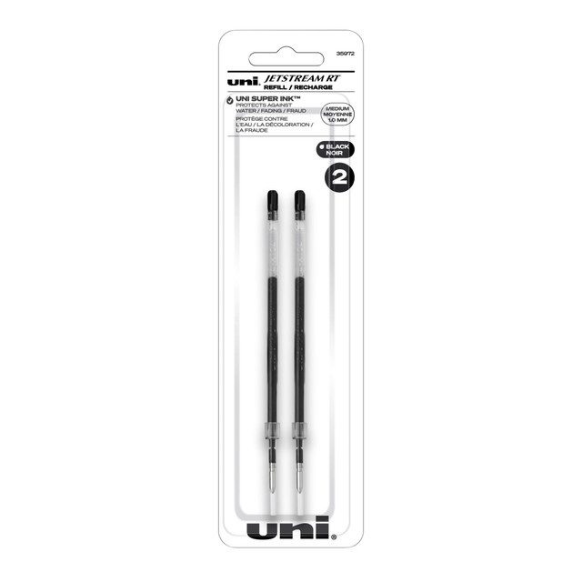 NEWELL BRANDS INC. 35972 uni-ball JetStream Refills, Bold Point, 1.0 mm, Black, Pack Of 2 Refills