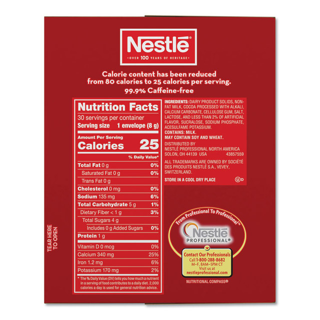 NESTLE Nestlé® 61411 No-Sugar-Added Hot Cocoa Mix Envelopes, Rich Chocolate, 0.28 oz Packet, 30/Box