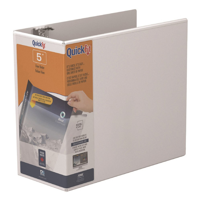 DAVIS GROUP OF COMPANIES CORP 8707-00 QuickFit View 3-Ring Binder, 5in Locking Angle D-Rings, White DAVIS GROUP OF COMPANIES CORP 8707-00 QuickFit View 3-Ring Binder, 5in Locking Angle D-Rings, White