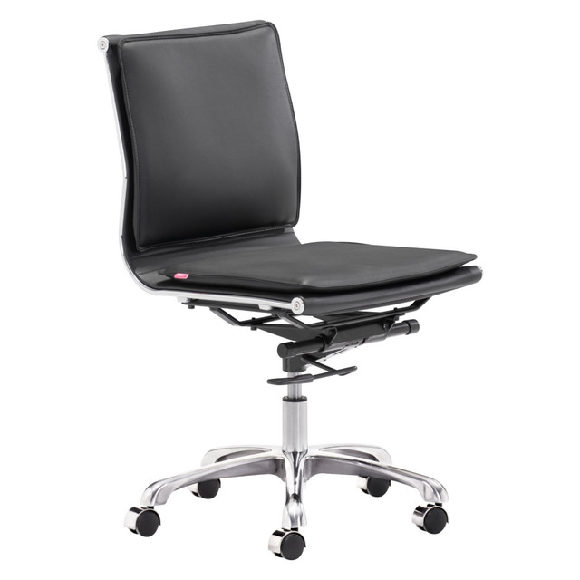 ZUO MODERN Zuo 215218  Modern Lider Plus Armless Low-Back Office Chair, Black/Chrome
