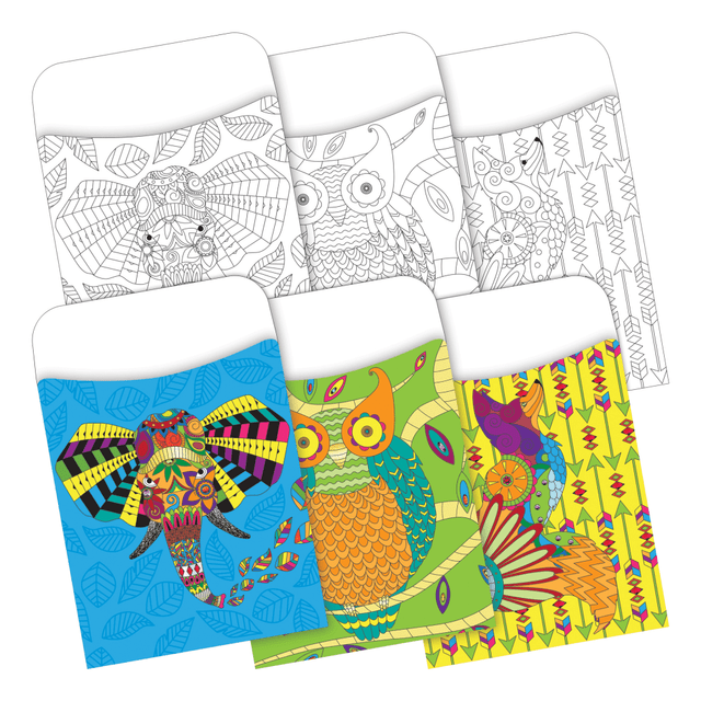 BARKER CREEK PUBLISHING, INC. BC3887 Barker Creek Peel & Stick 2-Design Pockets, 3-1/2in x 5-1/8in, Bohemian Animals, Set Of 60