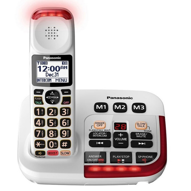 PANASONIC CORP OF NA KX-TGM420W Panasonic Amplified Cordless Phone With Answering Machine, White, KX-TGM420W PANASONIC CORP OF NA KX-TGM420W Panasonic Amplified Cordless Phone With Answering Machine, White, KX-TGM420W