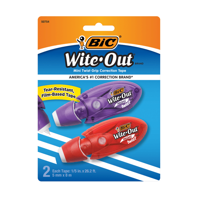 BIC CORP WOMTP21 BIC Wite-Out Correction Tape, 1/6in x 237 1/16in, Pack Of 2 BIC CORP WOMTP21 BIC Wite-Out Correction Tape, 1/6in x 237 1/16in, Pack Of 2