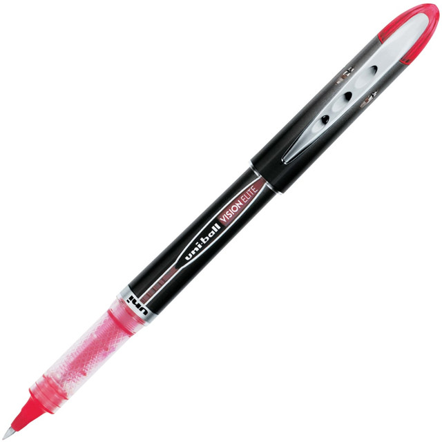 MITSUBISHI PENCIL CO.UK LTD Uni-Ball 69022  Vision Elite Rollerball Pens, 0.5 mm, Dark Gray Barrel, Red Ink