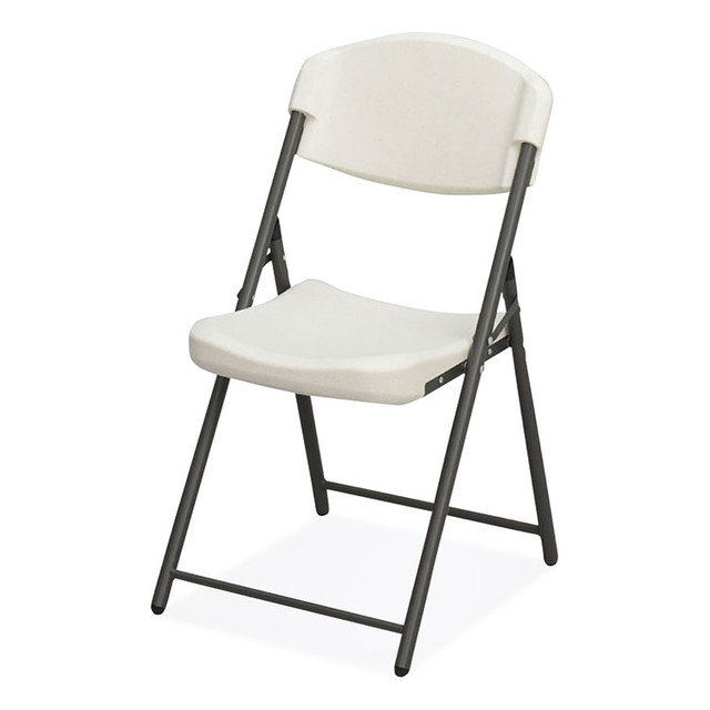 ICEBERG ENTERPRISES 64033 Rough n Ready Commercial Folding Chair, Supports Up to 350lb, 18" Seat Height, Platinum Granite Seat/Back, Black Base, 4/Pack