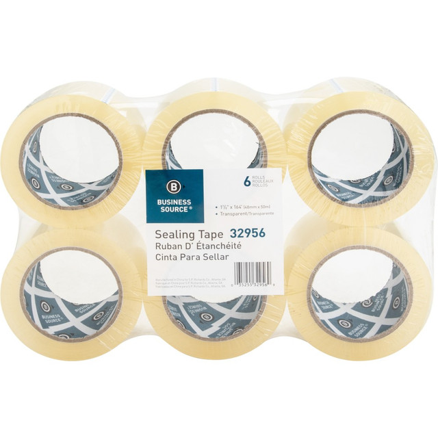 SP RICHARDS Business Source 32956  Heavy-duty Packaging Tape - 54.67 yd Length x 1.88in Width - 3in Core - Pressure-sensitive Poly - 3.54 mil - Rubber Backing - Tear Resistant, Split Resistant, Breakage Resistance - For Packing, Sealing - 6 / Pack - 