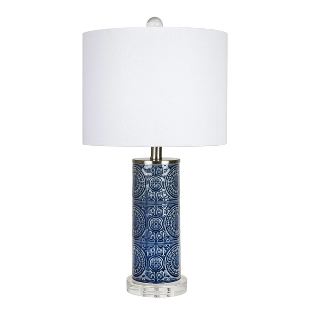 GRANDVIEW GALLERY LLC TL23-SPYRO-RBW BUW LumiSource Spyro Contemporary Table Lamp, 23inH, White Shade/Bijou Blue Base